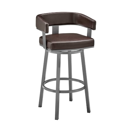 Armen Living Lorin 26" Counter Height Swivel Bar Stool in Java Finish and Chocolate Faux Leather LCLRBAJVCHO26
